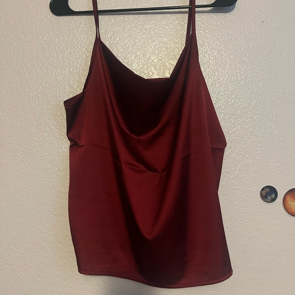 Burgandy draped neck top